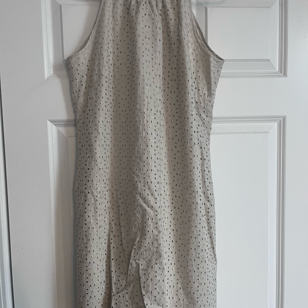 Banana Republic Ecru Eyelet Sleeveless Sheath Dress Womens Size 6 Lined
